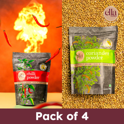 Chilli Powder & Coriander Powder Combo - Pack of 4 - 100g Each