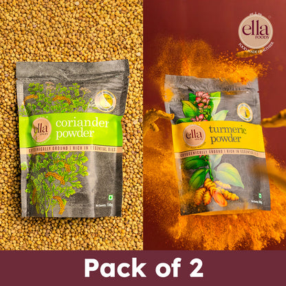 Coriander Powder & Turmeric Powder Combo - Pack of 2 - 100g Each