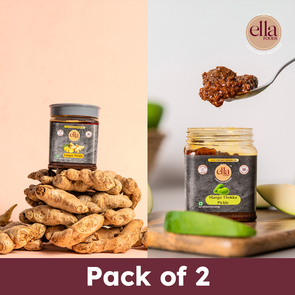 Ginger & Mango Pickle Combo - Pack of 2 - 250g Each