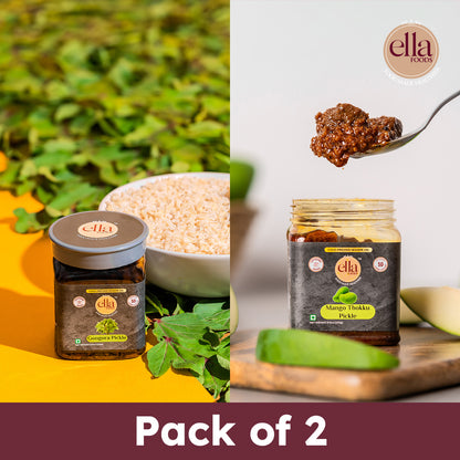 Gongura & Mango Pickle Combo | 250 grams each | Pack of 2 | Cold Pressed Sesame Oil