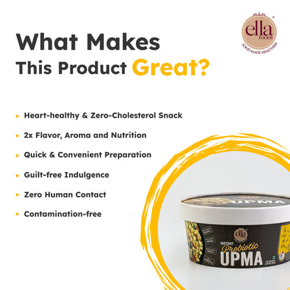 Probiotic Upma - Ready to Eat | Added Pre & Probiotics | 65 g  | 2X flavour, Aroma and Nutrition