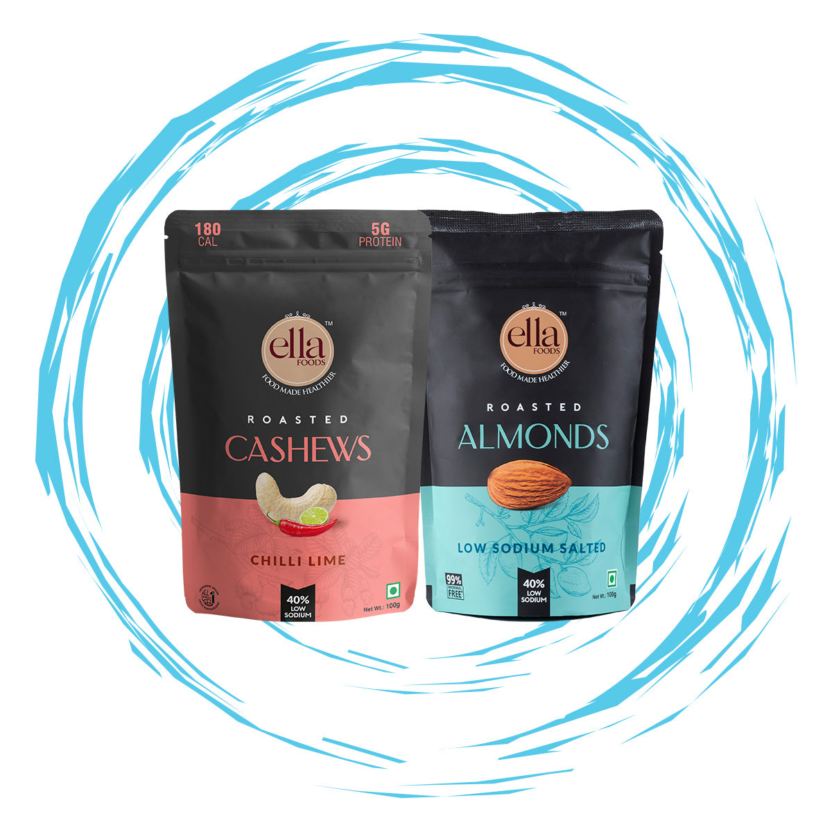 Chilli Lime Cashews & Salted Almonds Combo - Pack of 2 - 100g Each