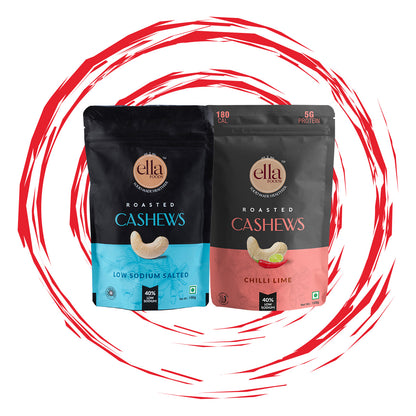 Salted Cashews & Chilli Lime Cashews Combo - Pack of 2 - 100g Each