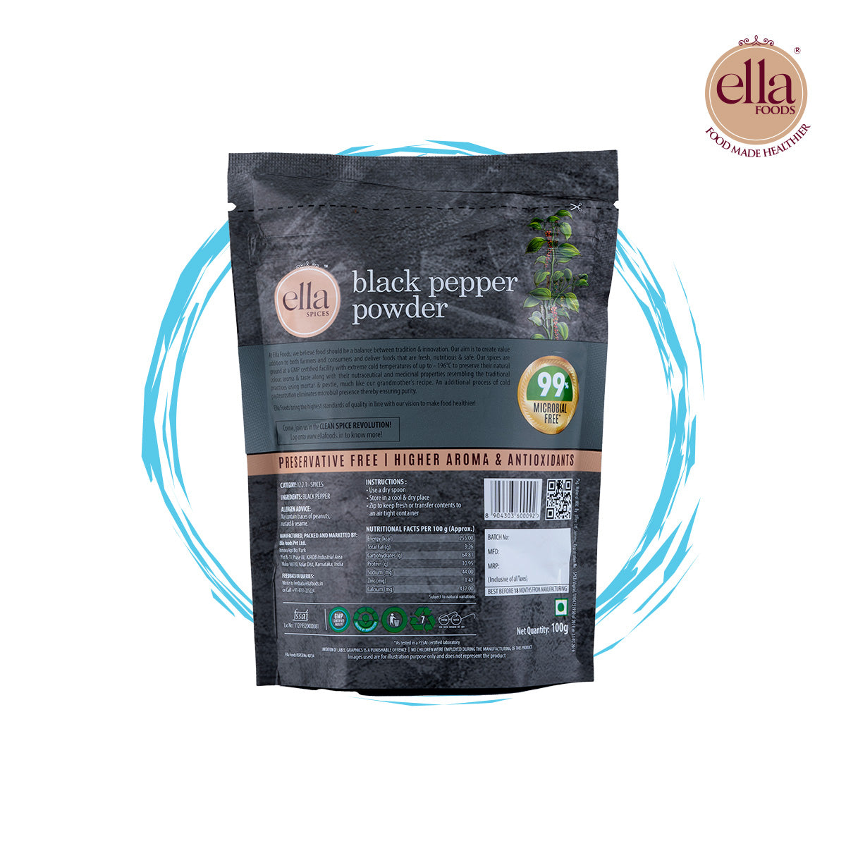 Black Pepper Powder | 100 grams each | Pack of 2 | Cryogenically Ground | 2x Aroma