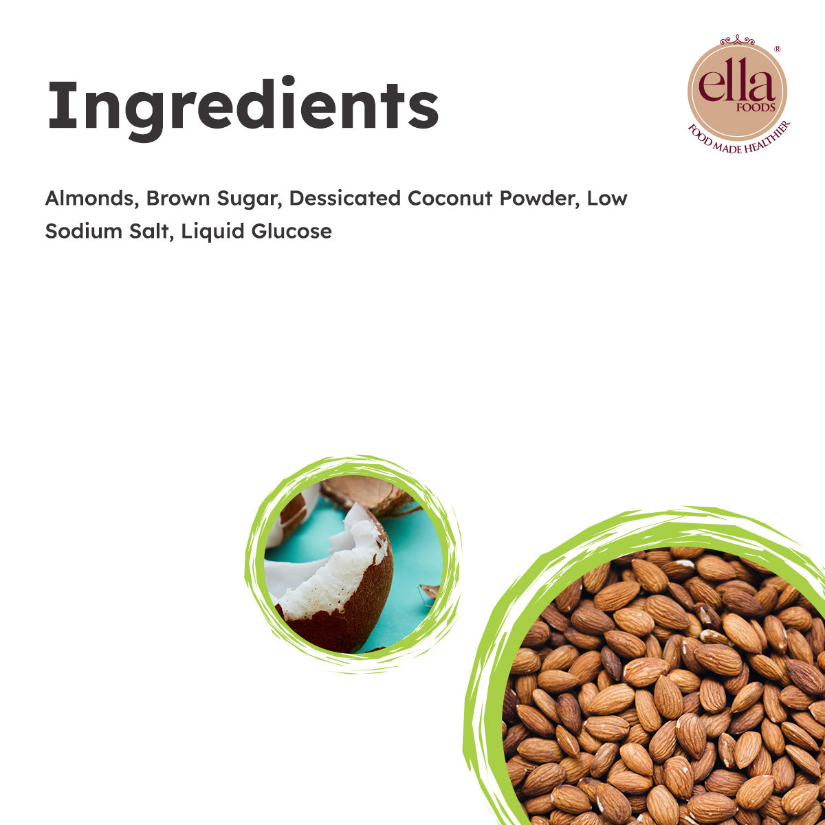 Coconut Toasted Almond | 30 grams each | Mini Pack of 5 | 40% Low Sodium Salt