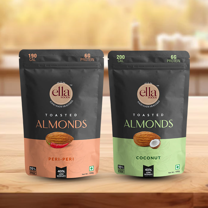 Ella Foods Peri Peri Almond + Coconut Toasted Almond |100 grams each ...