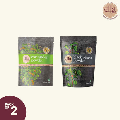 Coriander Powder & Black Pepper Powder Combo - Pack of 2 - 100g Each