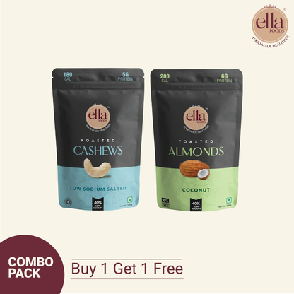 Premium Nuts Combo Pack | Salted Cashew & Coconut Toasted Almond Combo | BUY 1 COMBO GET 1 COMBO FREE (4pcs) | 100 grams each