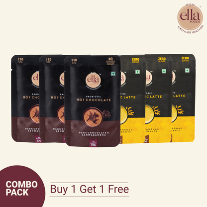 Beverage Combo | Buy 3 Turmeric Latte Sachets & 3 Hot Chocolate Sachets Get this Combo FREE ( 6 Sachets)| Immunity Boosting with Ashwagandha